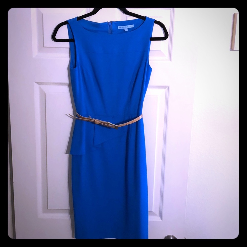 Blue Antonio Melanie dress with belt